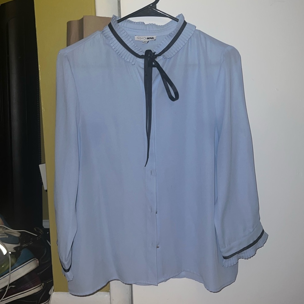 Fashion Nova Blouse - Light Blue